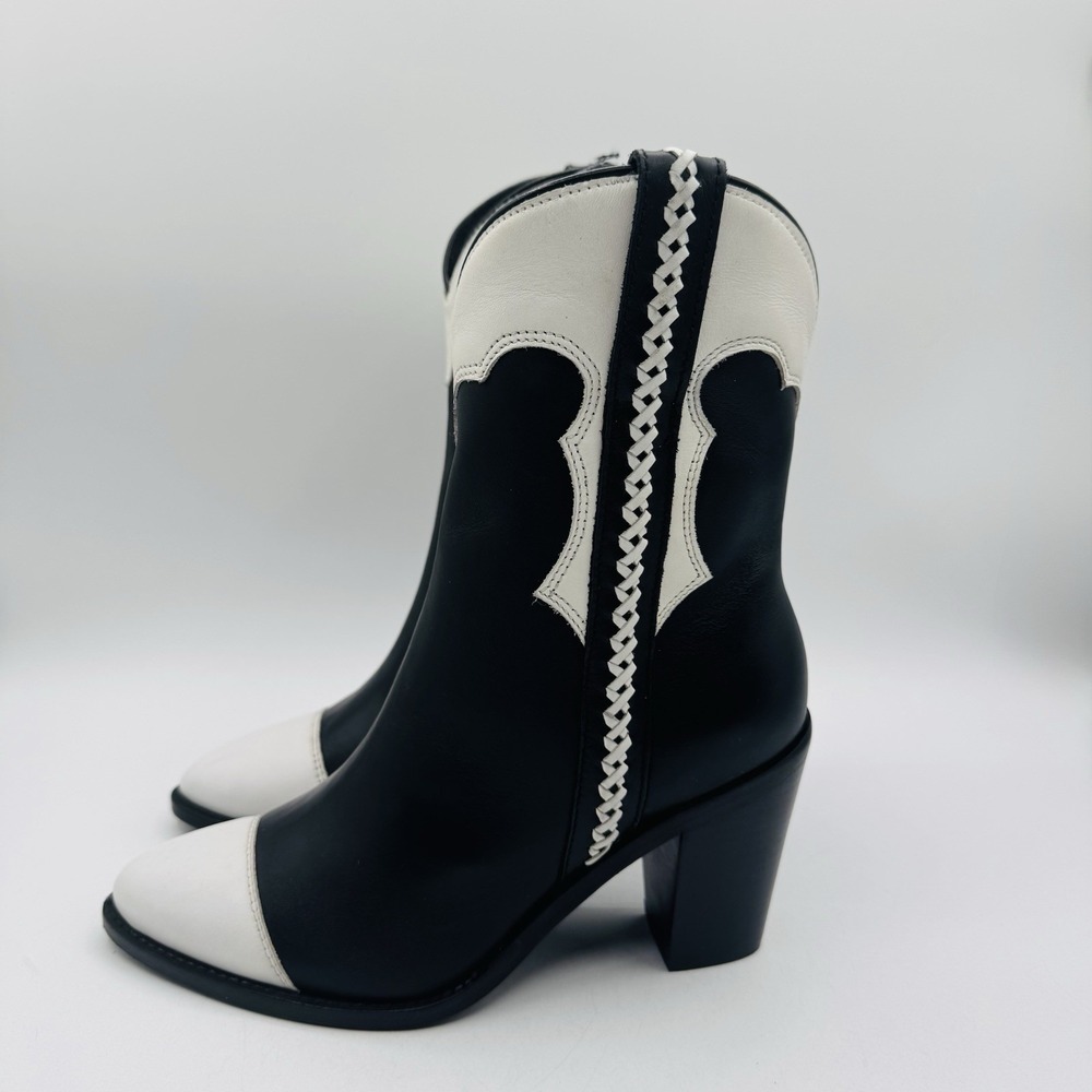 Lucchese Michelle Boots Women's Size 7.5 Black‎ White Leather - Picture 2 of 16